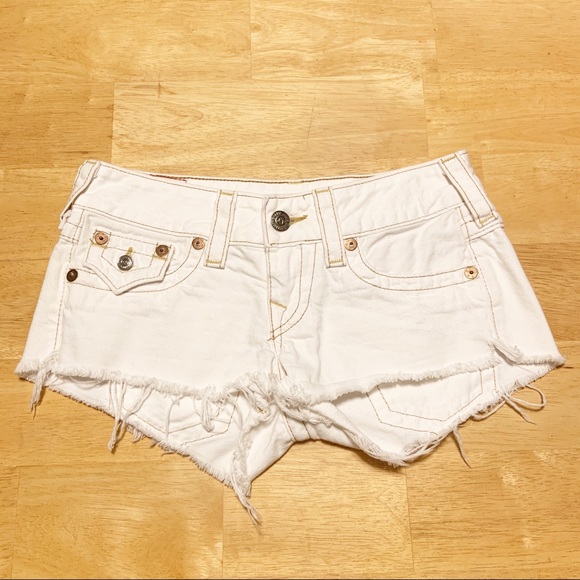 True Religion Joey Cut Off White Jean Shorts 26 - Picture 3 of 11